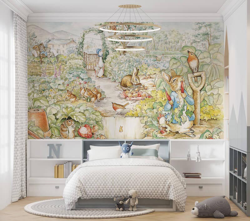 Image Murale Papier Peint Pierre Lapin Merveille Appliquée Sur Le Mur