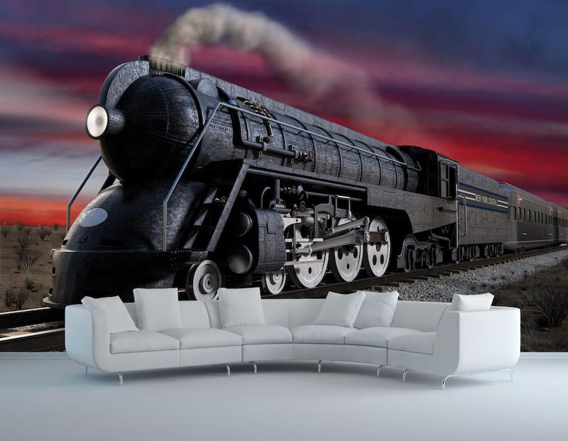 Train Noir - Décor Papier Peint Photo Appliqué