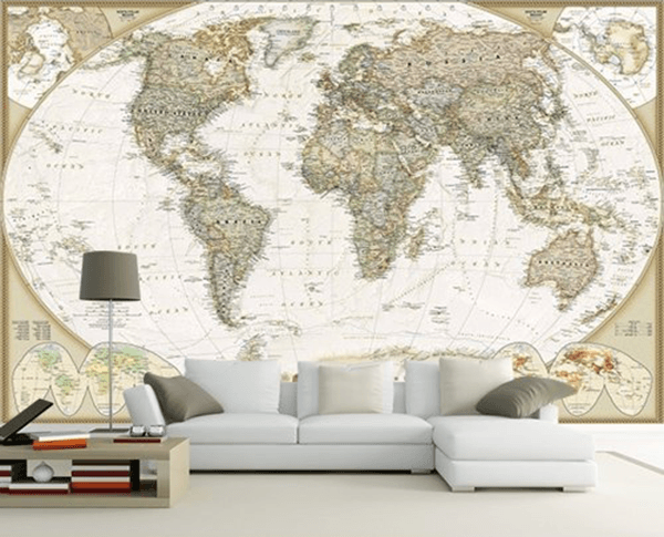 Papier peint carte du monde et fresque murale - 1