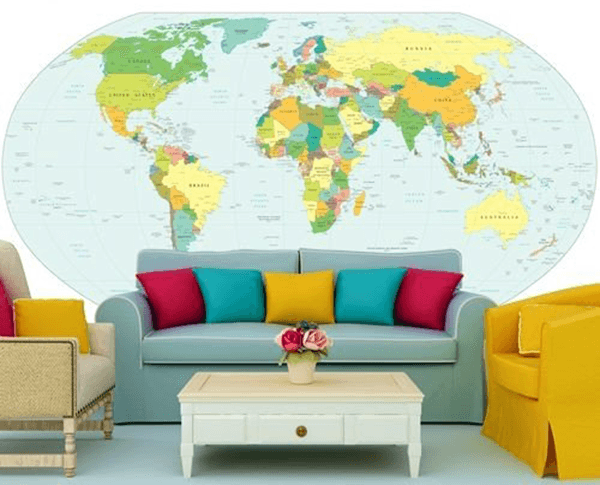 Papier peint carte du monde et fresque murale - 2